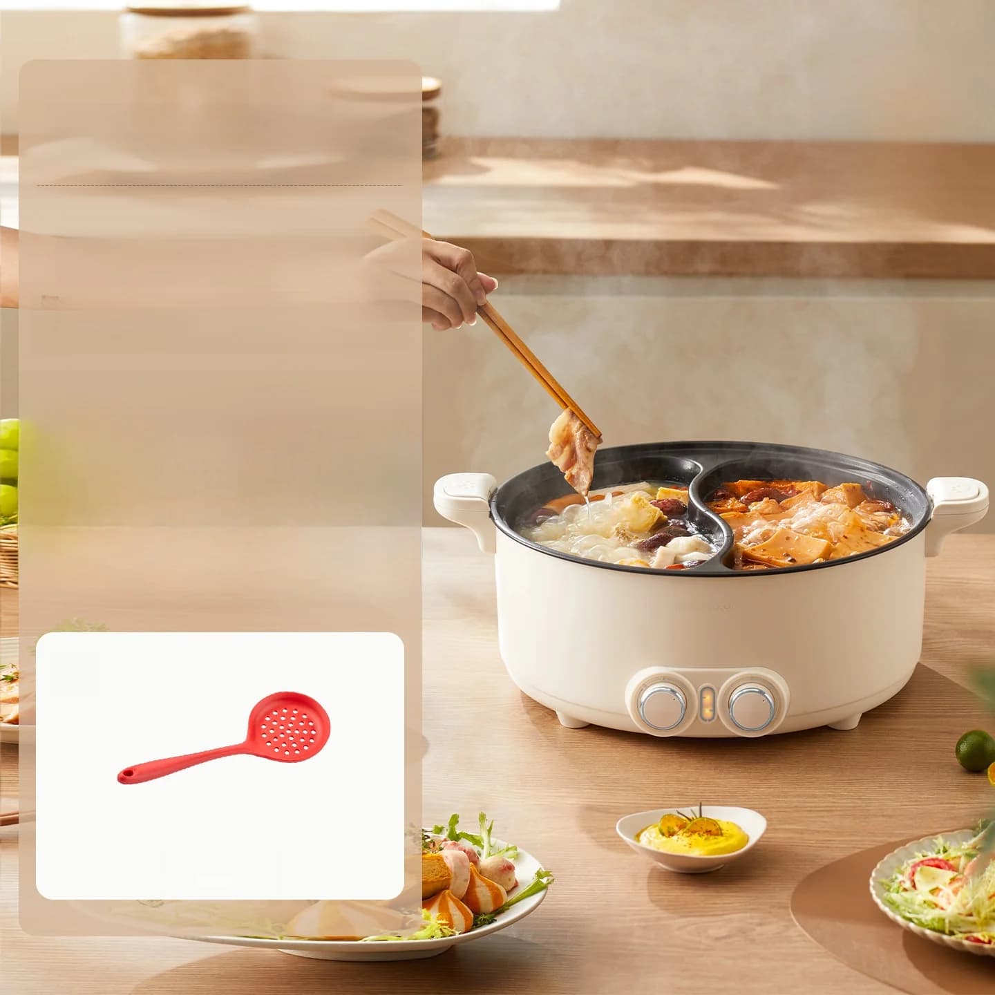 7L elektrický hot pot s dvoma zónami a nezávislou reguláciou teploty