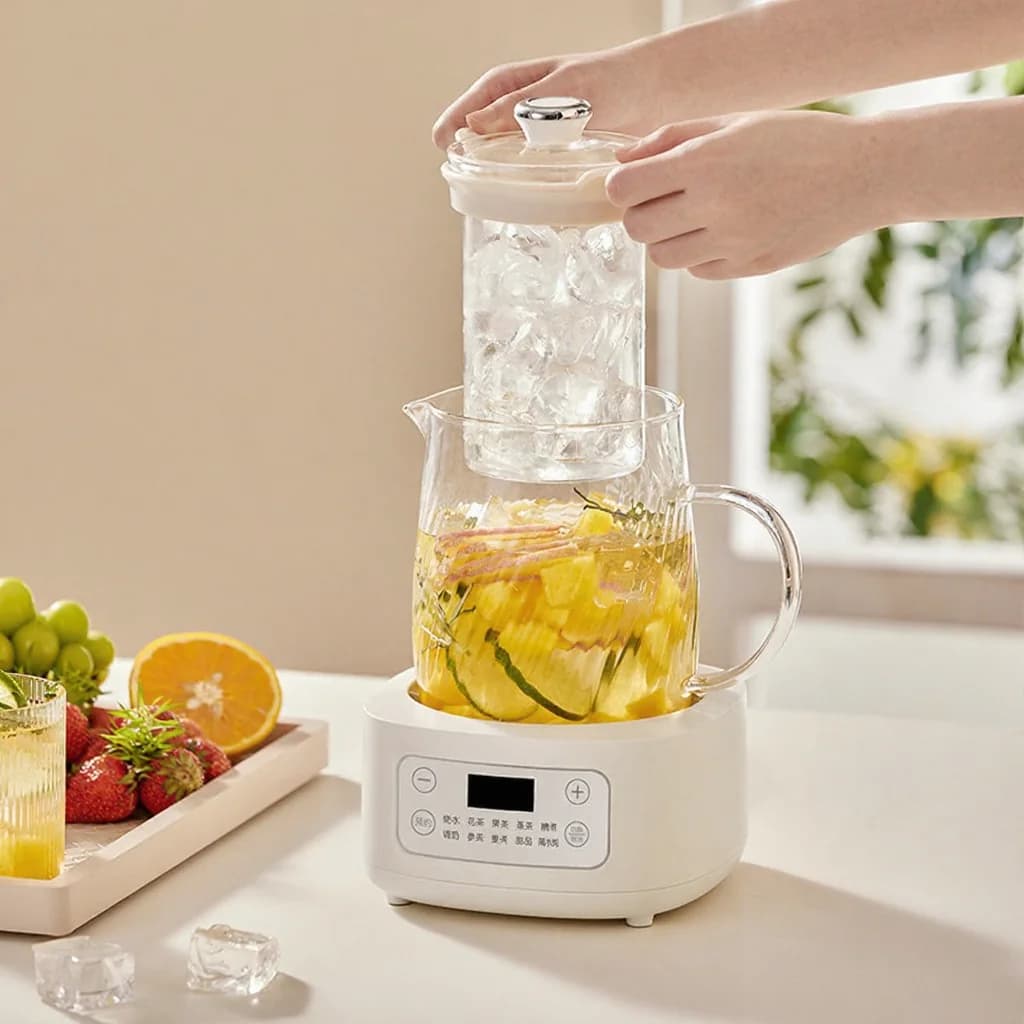 Sklenená elektrická varná kanvica 1-1.5L s dotykovým ovládaním na čaj
