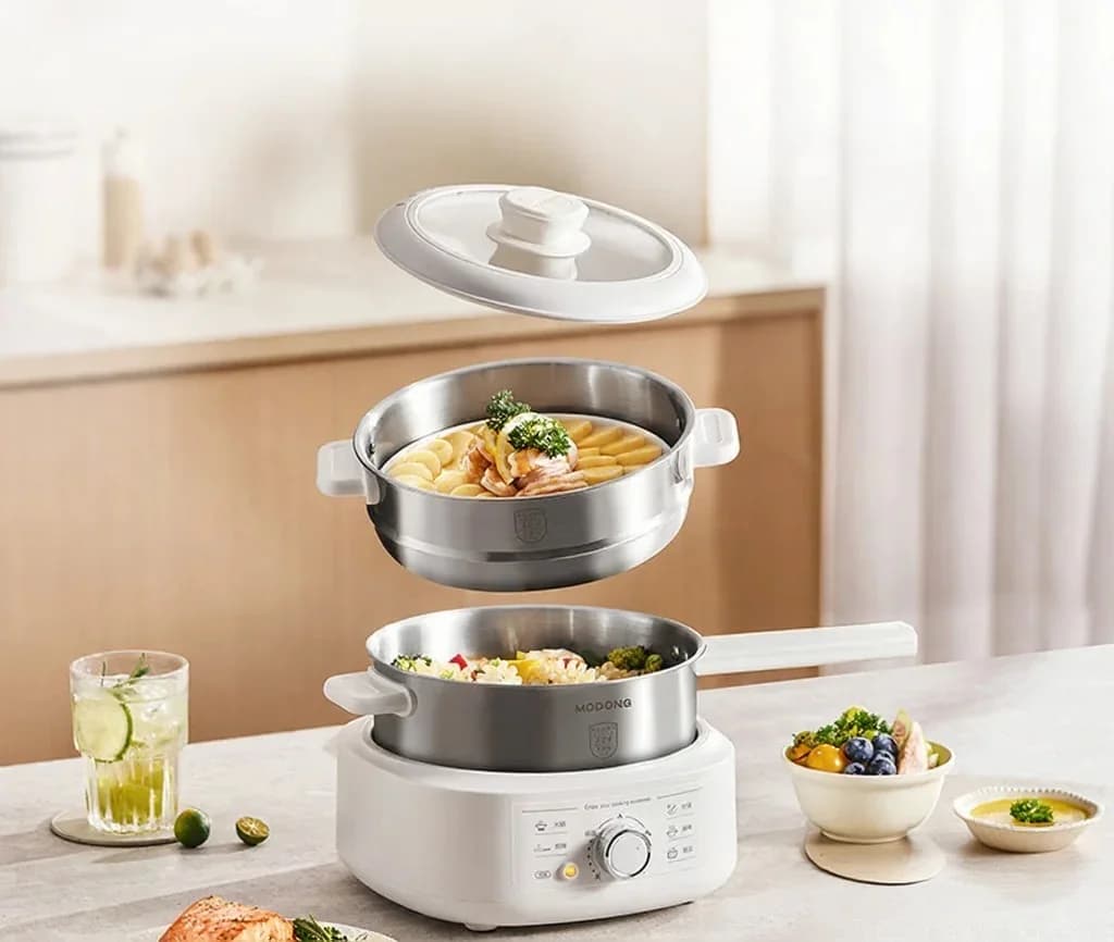 Nerezový elektrický hot pot s naparovačom, 3L, 220V