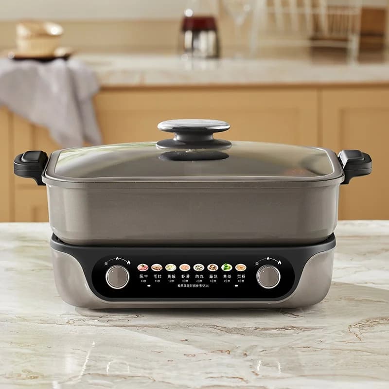 Elektrický delený hot pot, dvojité ovládanie otočnými gombíkmi, 8L, čierny