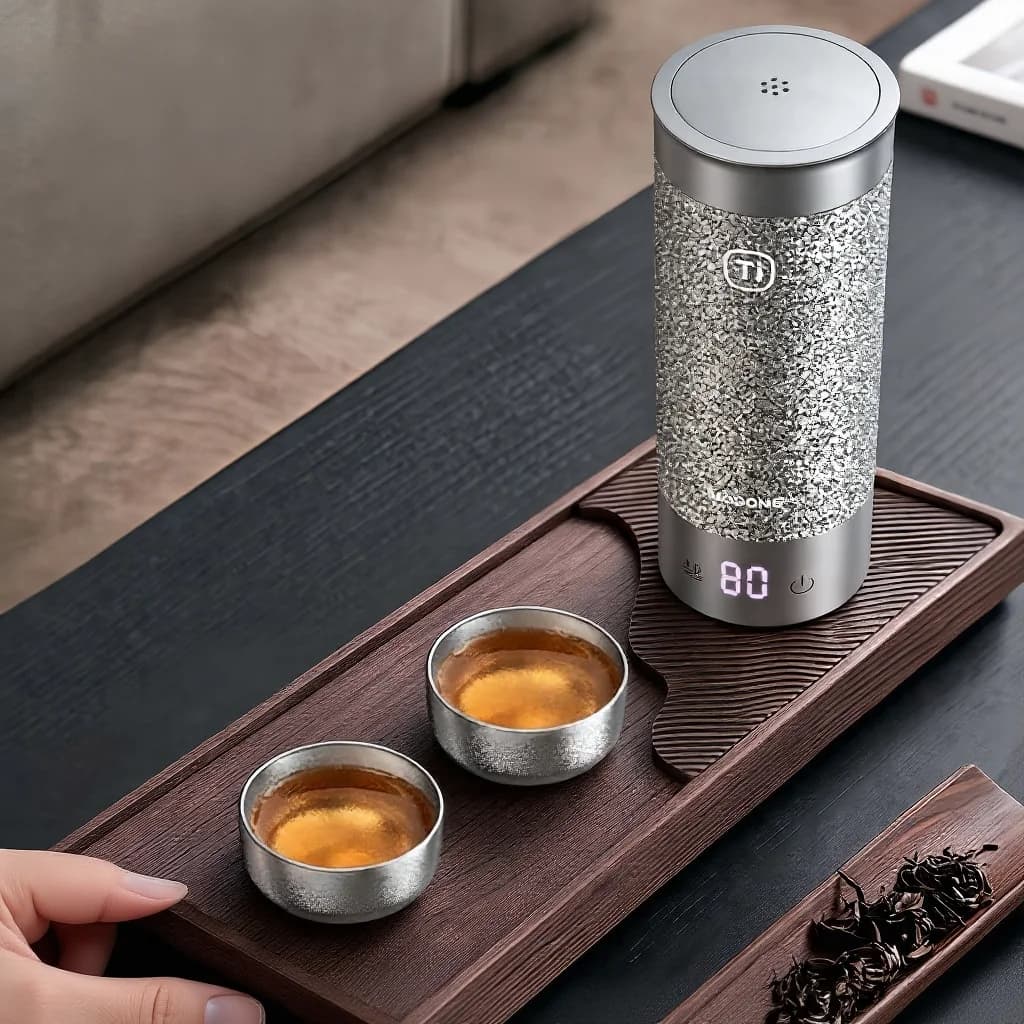 Sada gongfu čajových šálok z čistého titánu 55ml ručne vyrábané hladký povrch