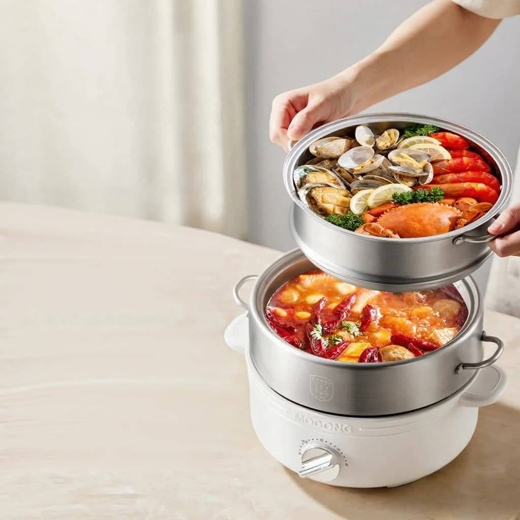 Delený elektrický hot pot z nehrdzavejúcej ocele 2L, 3 úrovne ohrevu