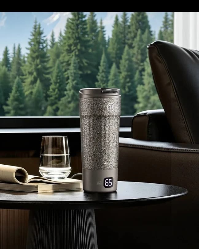 Titánový elektrický cestovný hrnček 400ml s displejom teploty