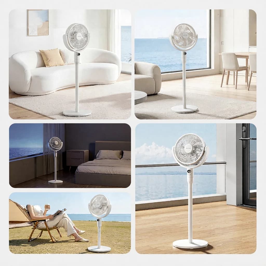 Stolný ventilátor s cirkuláciou vzduchu, hlasovým ovládaním a osciláciou