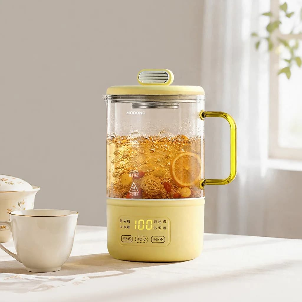 Sklenený elektrický zdravotný hrniec 600 ml 500 W s udržiavaním teploty a časovačom