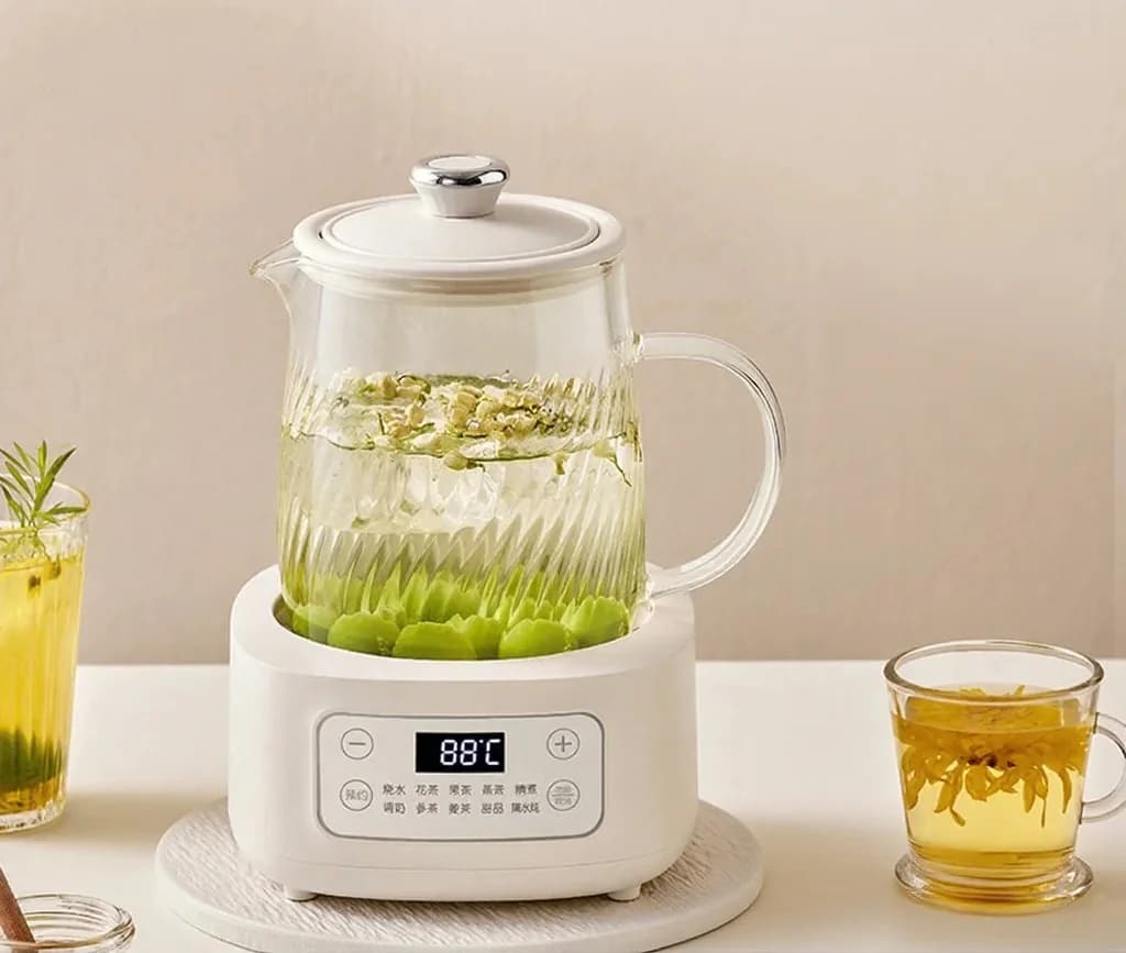 Sklenená elektrická varná kanvica 1-1.5L s dotykovým ovládaním na čaj