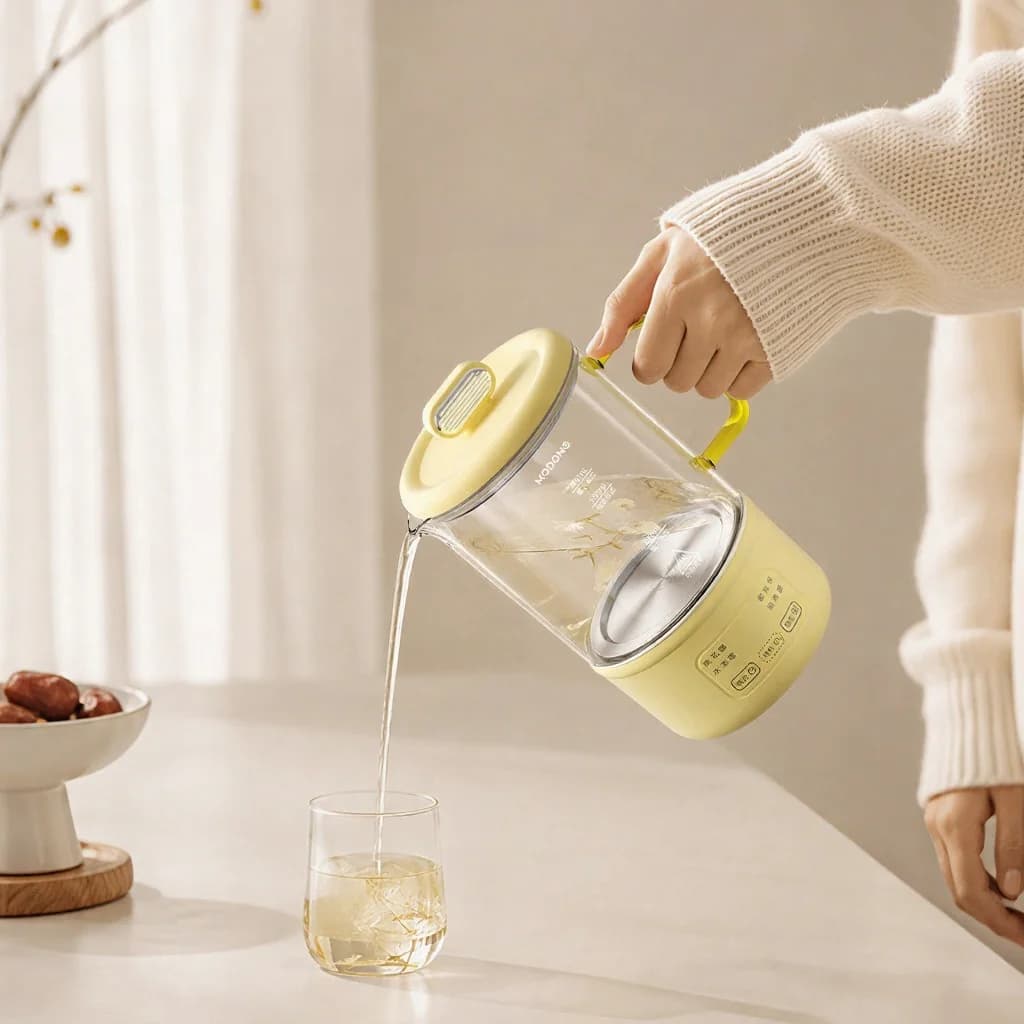 Sklenený elektrický hrniec na zdravé varenie 600ml 500W s udržiavaním teploty a časovačom