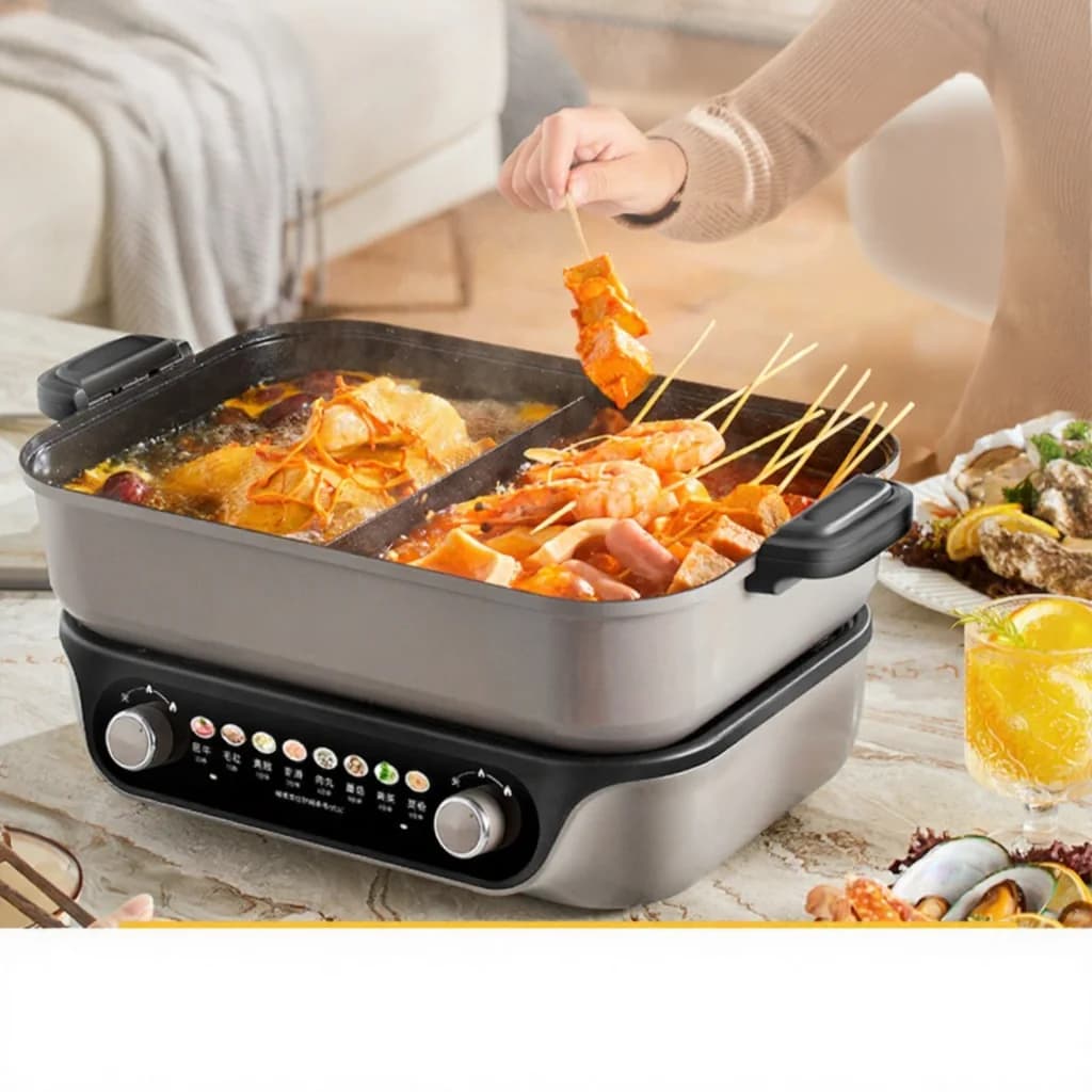 Elektrický delený hot pot, dvojité ovládanie otočnými gombíkmi, 8L, čierny