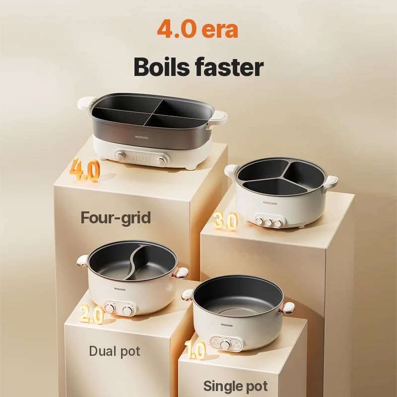 Elektrický hot pot 7 l s prepážkou alebo štvordielnym delením, 220V, rozdelený hrniec