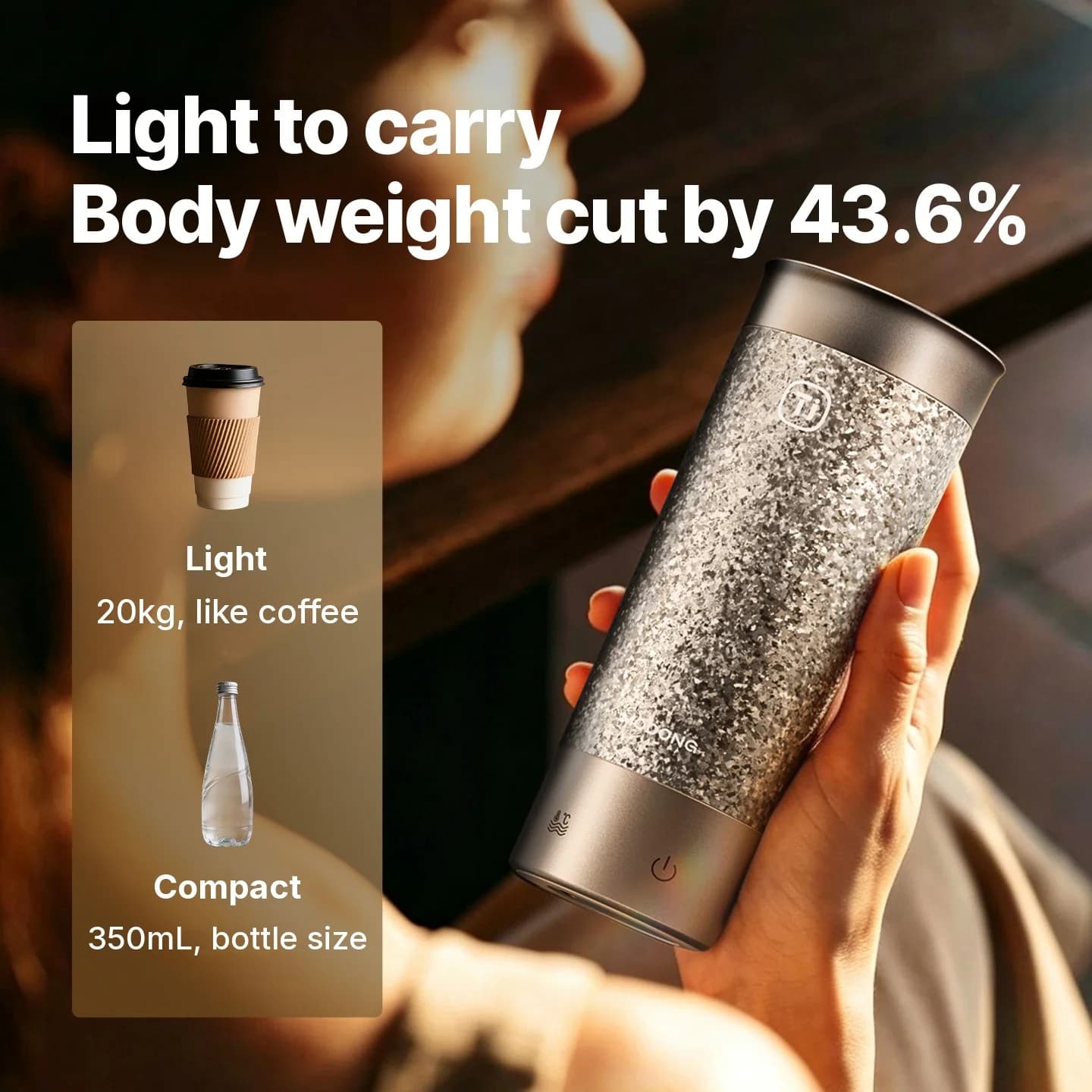 Titánový elektrický vyhrievaný cestovný hrnček 350ml s reguláciou teploty