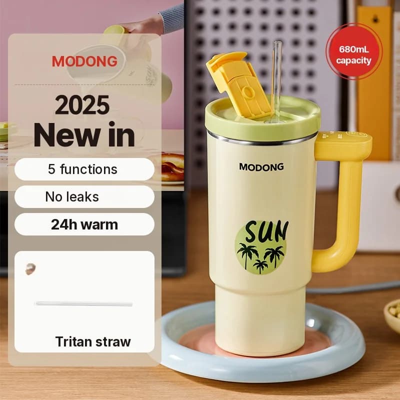 Prenosný elektrický hrnček na ohrev s 680 ml vnútrom z nehrdzavejúcej ocele
