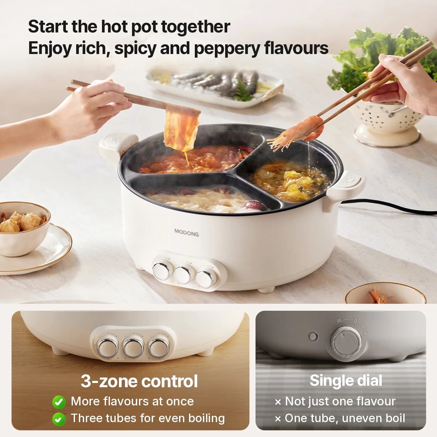 Elektrický hot pot s prepážkou, 5.6L/8L, 220V