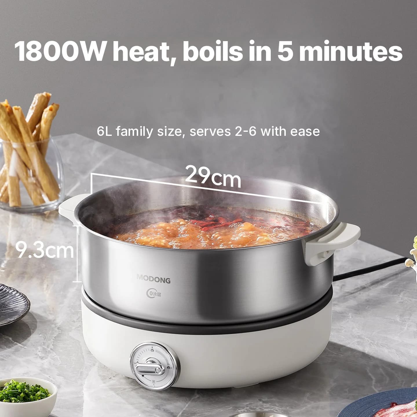 Delený elektrický hot pot s vnútornou vložkou z nehrdzavejúcej ocele 1500W