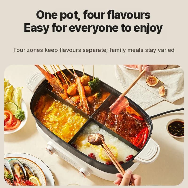 Delený elektrický hot pot 7L s nezávislou reguláciou teploty v dvoch zónach