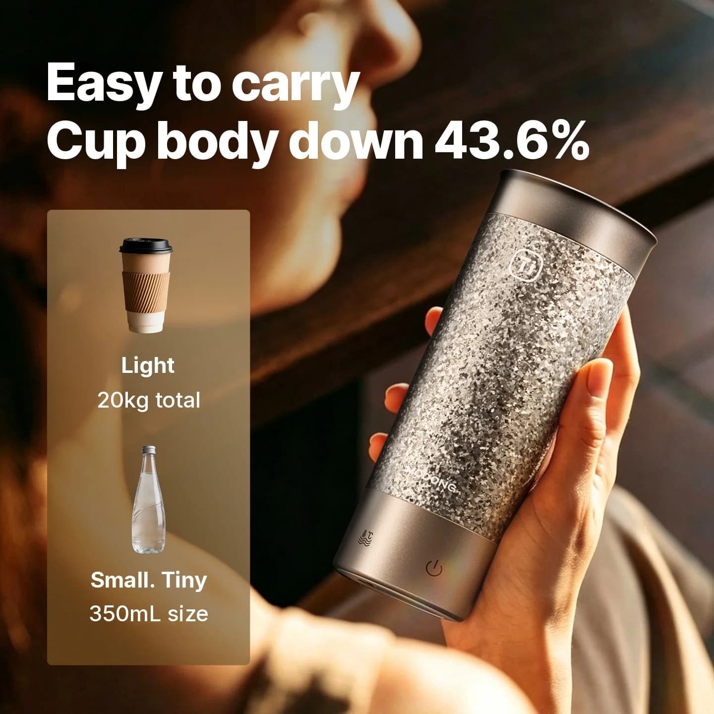 Titaniumový prenosný elektrický ohrievací hrnček 350ml darčeková krabička