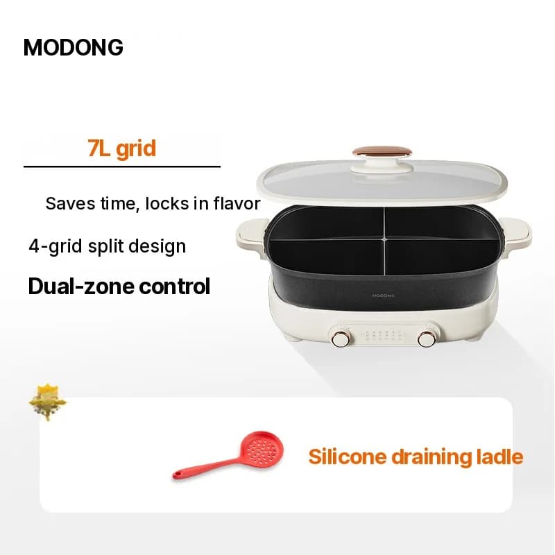 Elektrický hot pot 7 l s prepážkou alebo štvordielnym delením, 220V, rozdelený hrniec