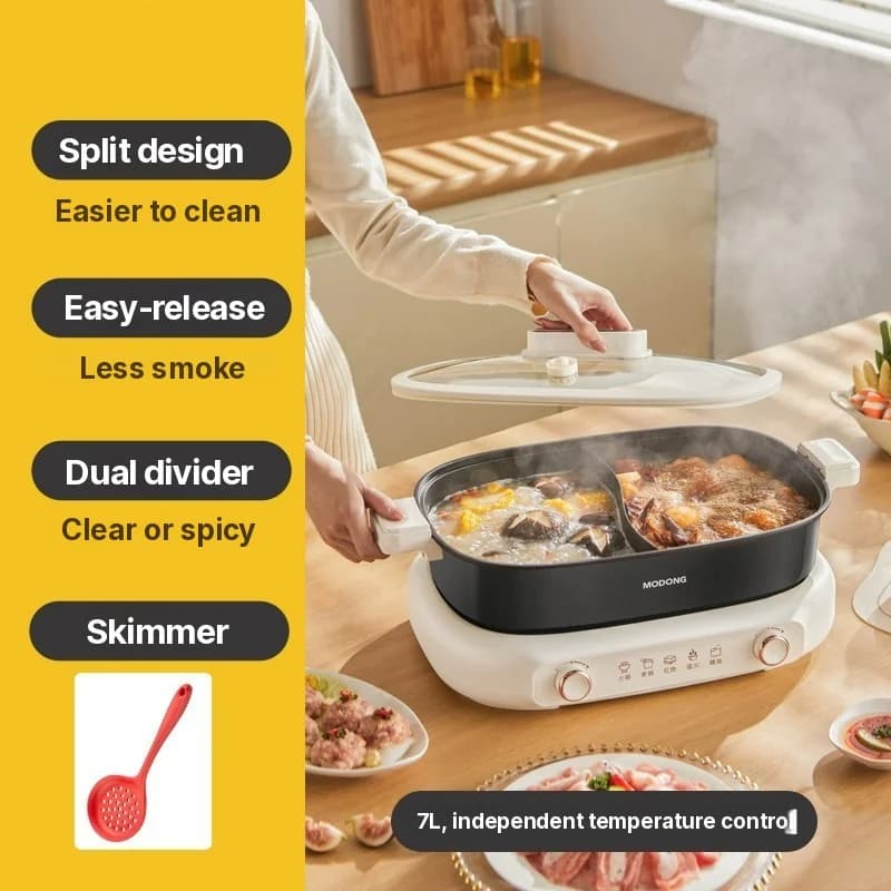 Delený elektrický hot pot 7L s nezávislou reguláciou teploty v dvoch zónach