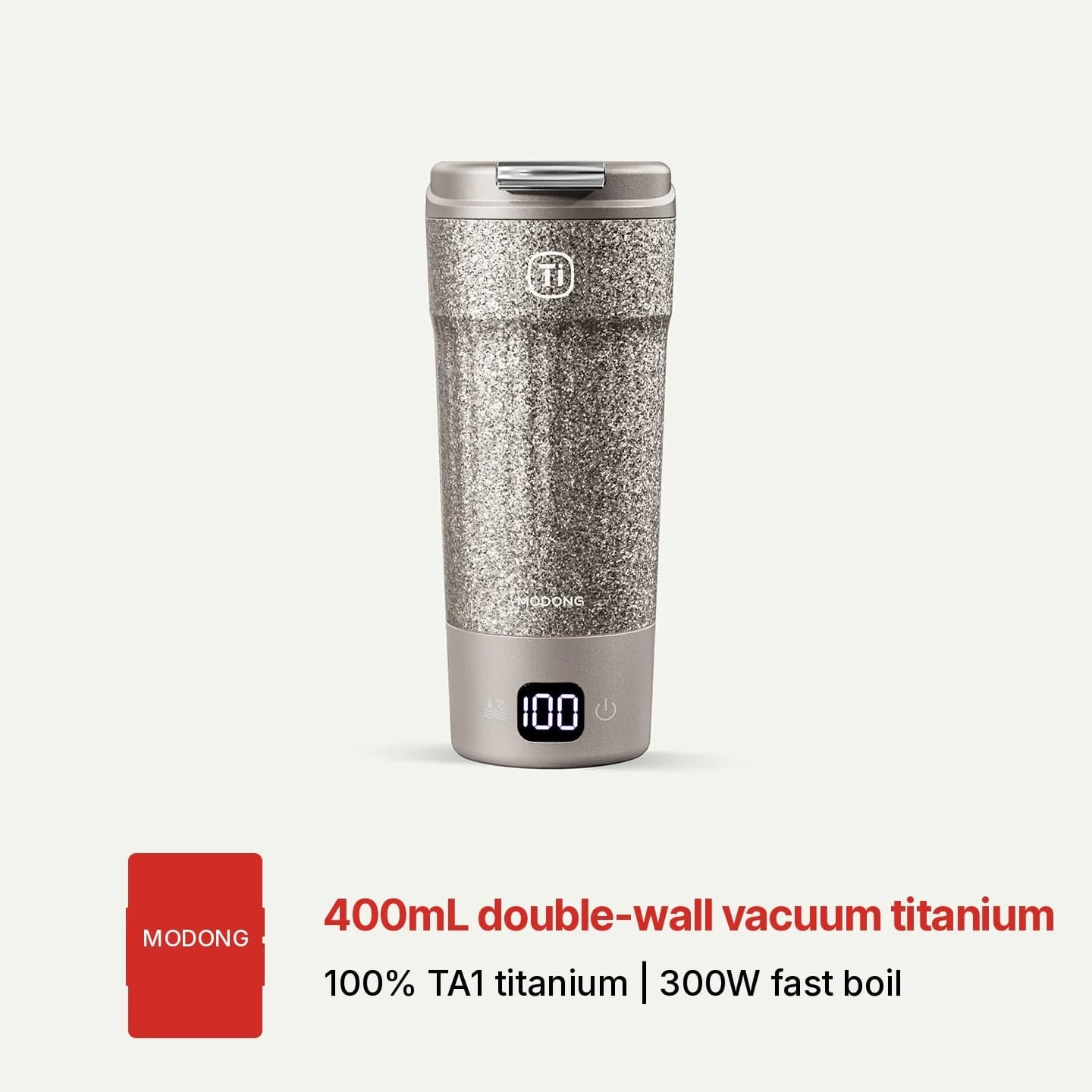Prenosný titánový elektrický ohrievací hrnček 400 ml s displejom teploty