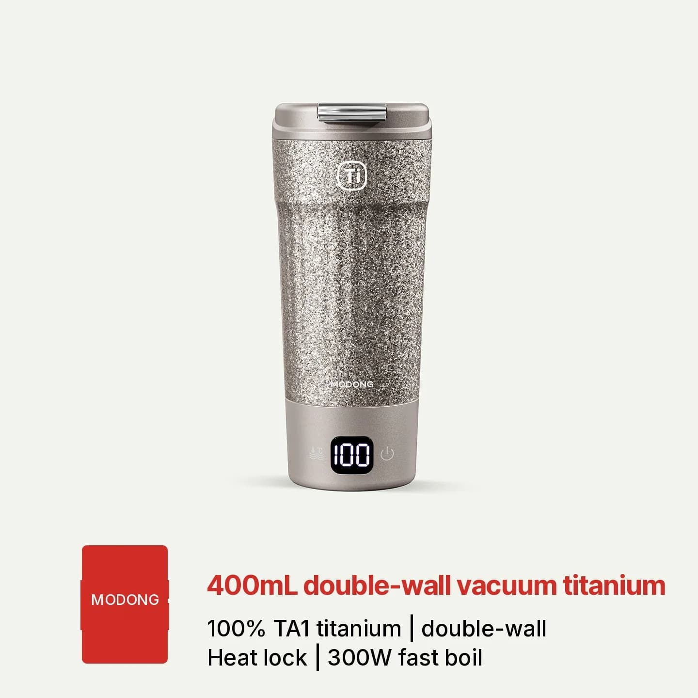 Titánový elektrický cestovný hrnček 400ml s displejom teploty