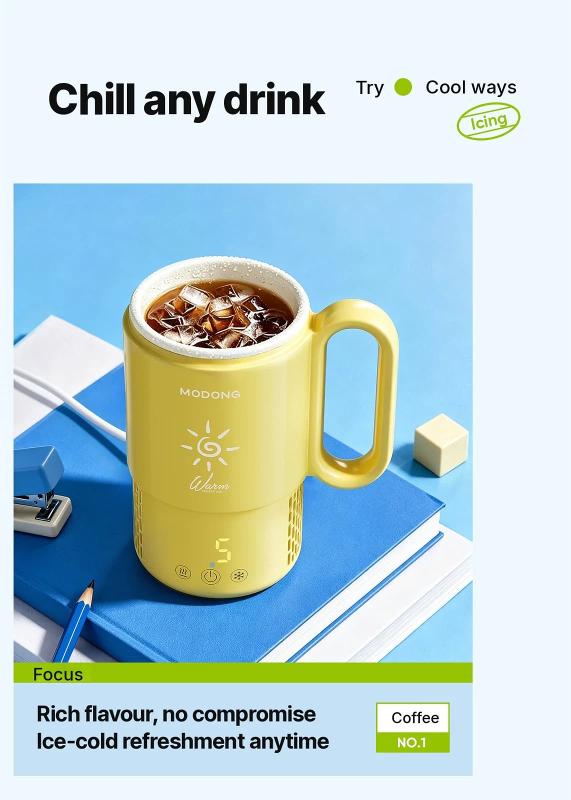 Prenosný ohrievací a chladiaci hrnček 450mL 36W dotykové ovládanie