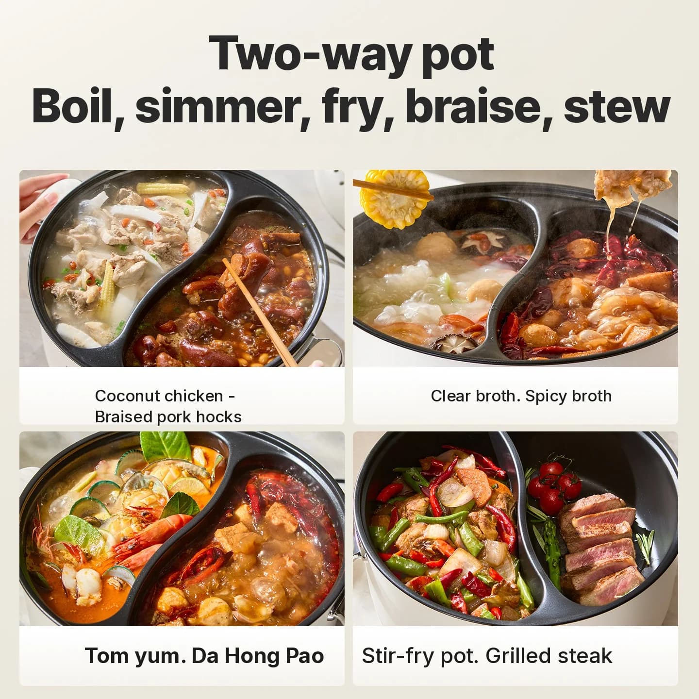 6L elektrický hot pot s dvomi zónami a nezávislou reguláciou teploty