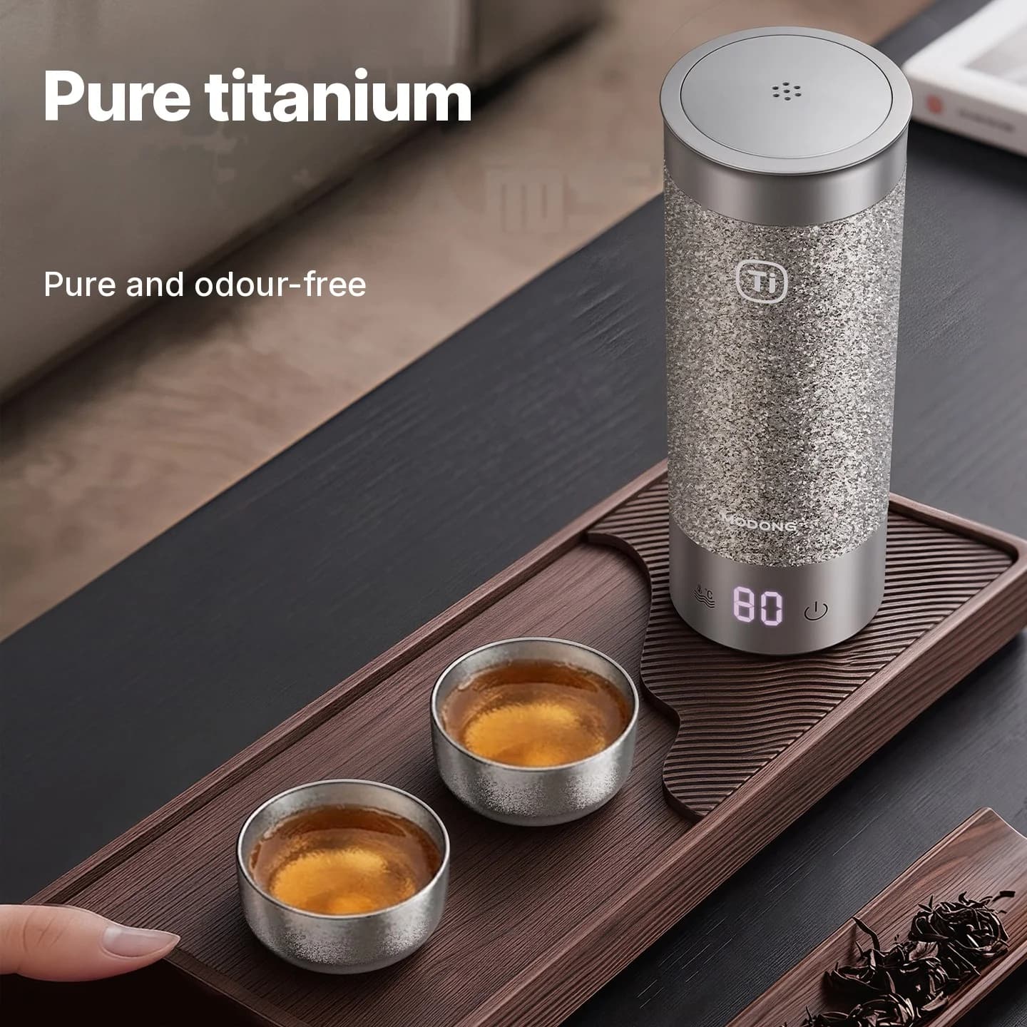 Sada šálok na gongfu čaj z čistého titánu 55ml ručne vyrábaná v jednoduchom prevedení