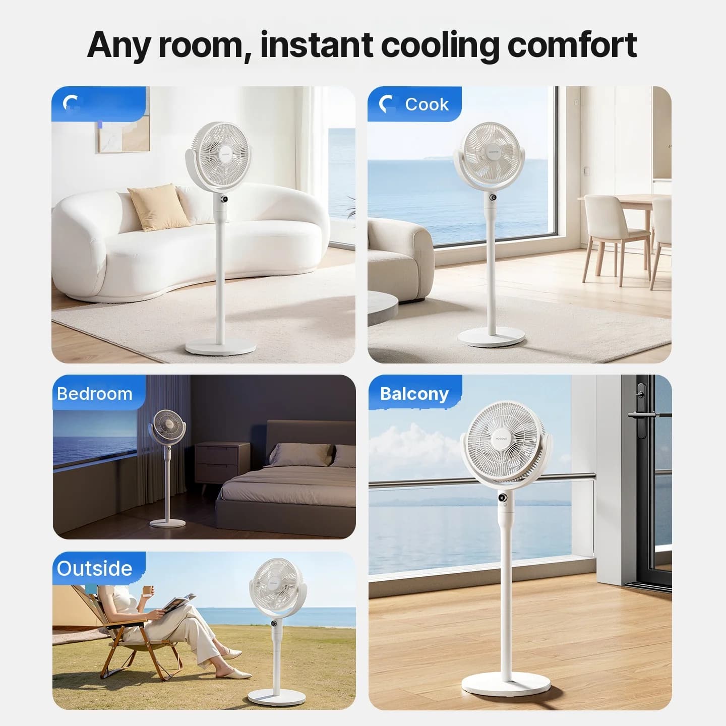 Stolný ventilátor na cirkuláciu vzduchu s hlasovým ovládaním a osciláciou