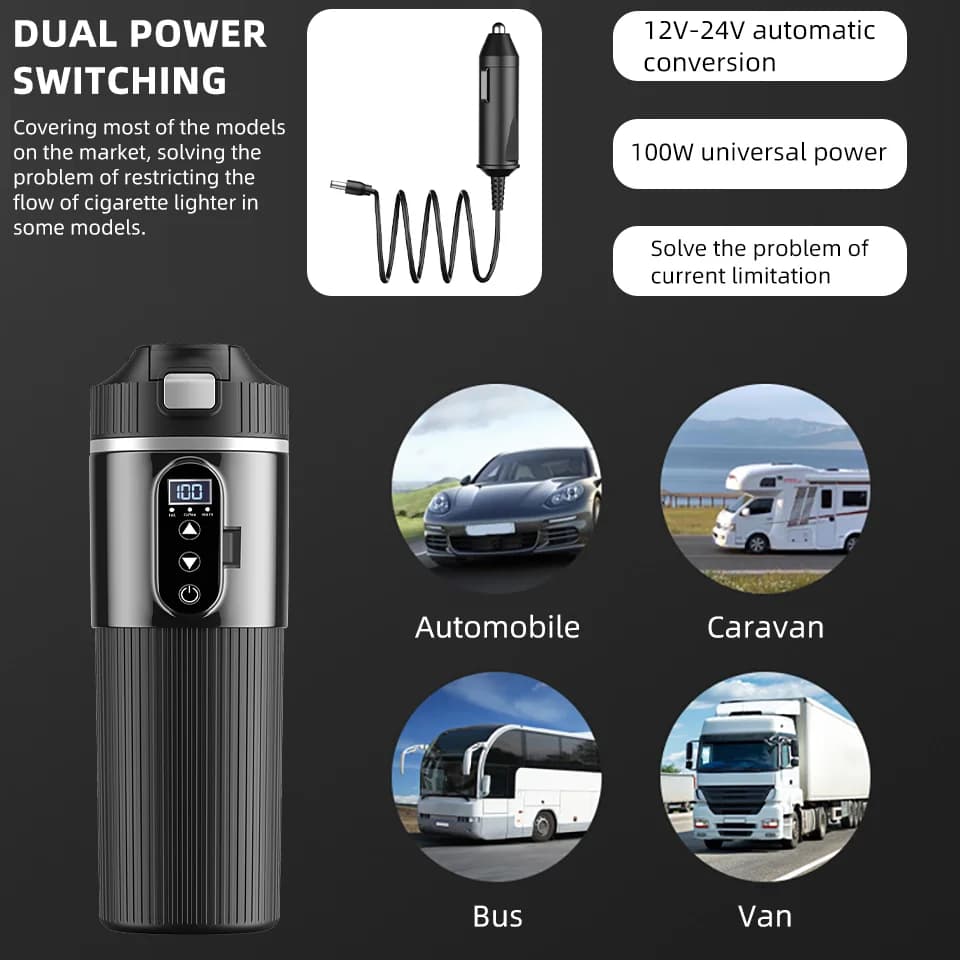 500ml 12V/24V elektrický ohrievací hrnček